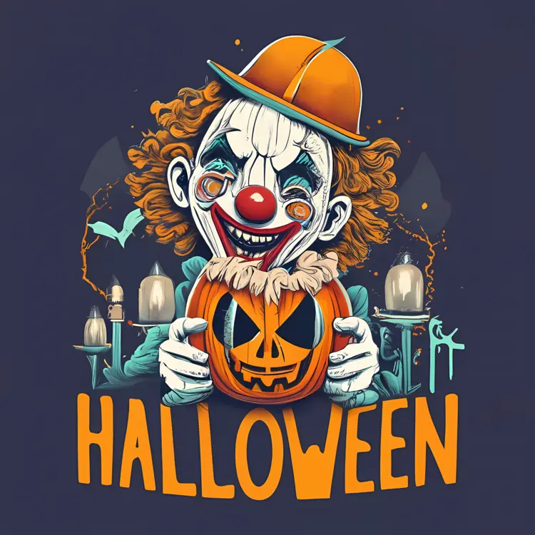 Scary Clown with Pumpkin Lantern