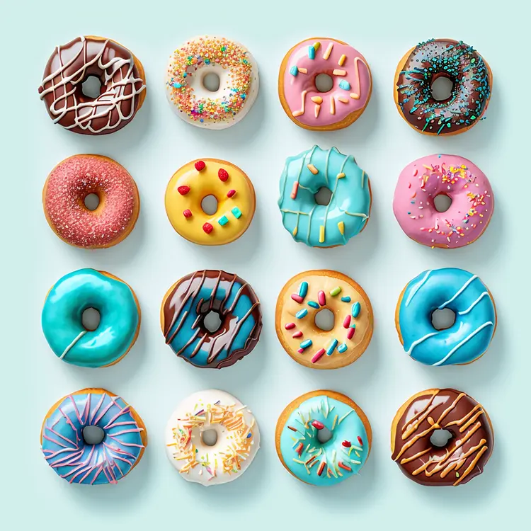 Colorful Assorted Donuts with Icing and Sprinkles