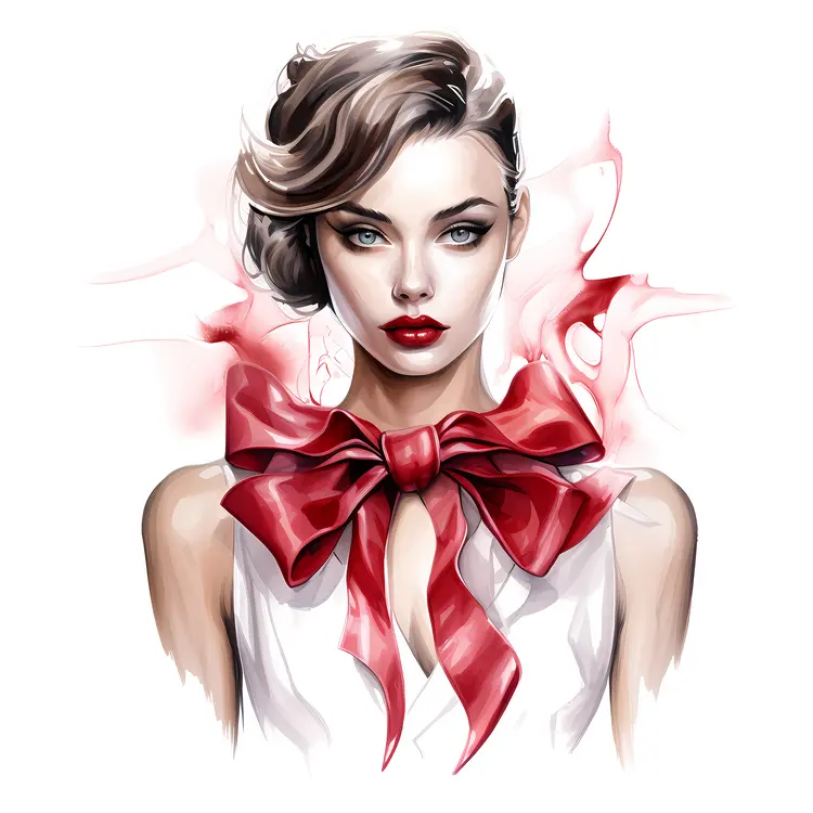 Stylish Girl with Red Bow