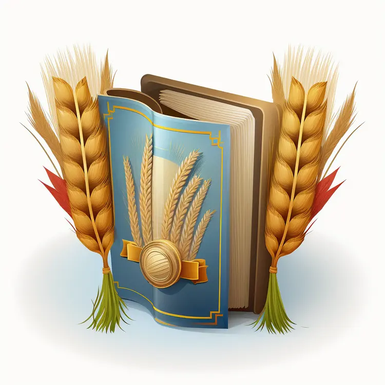 Blue Book with Wheat for Harvest Festival