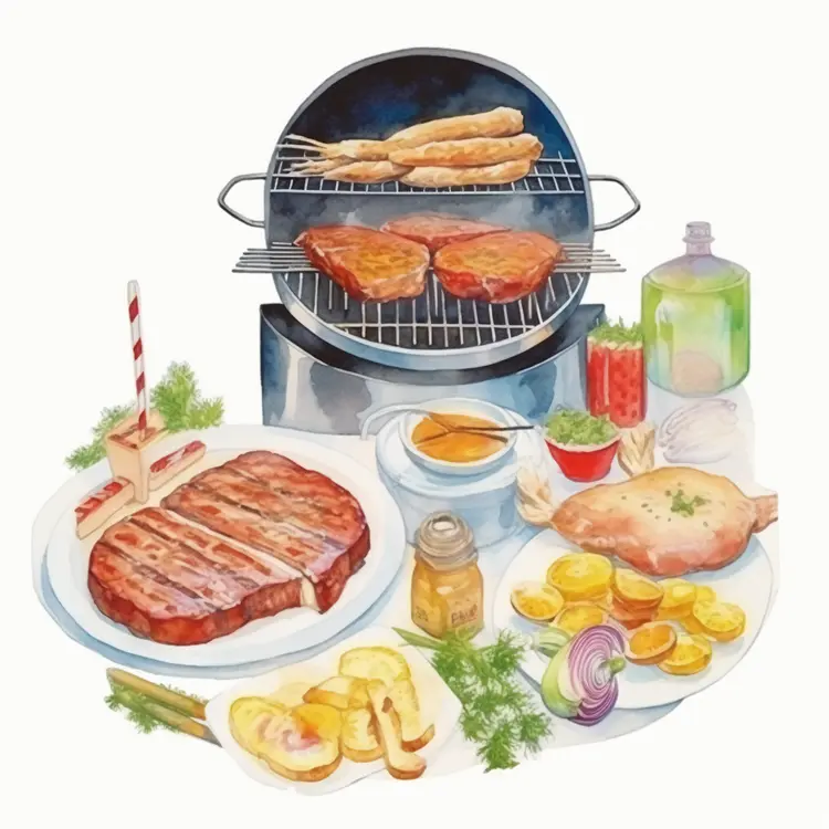 Delicious Barbecue Grill with Food for Outdoor Picnic