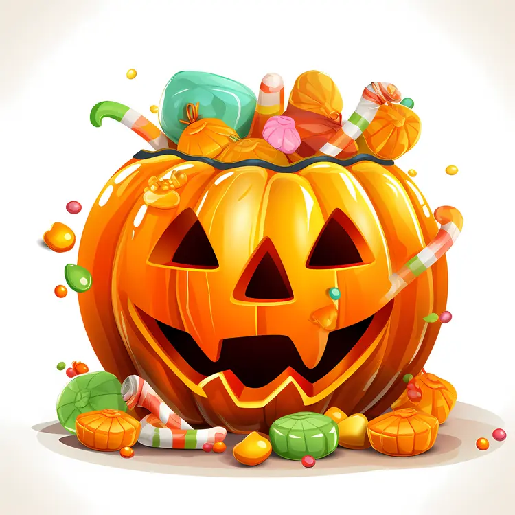 Jack-o'-Lantern with Halloween Candy