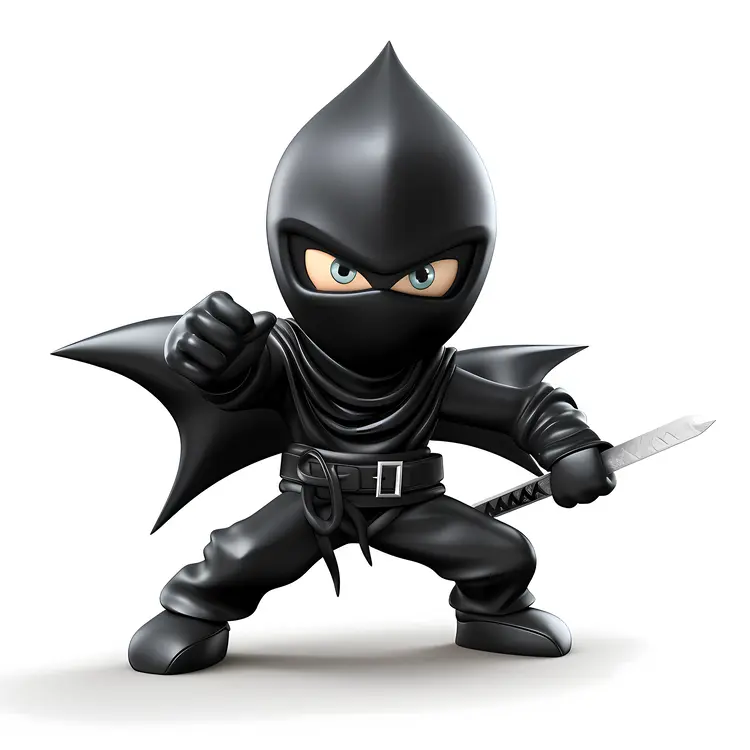 Cute Black Ninja with Sword