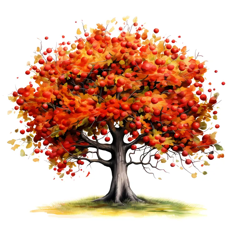 Lush Apple Tree in Autumn