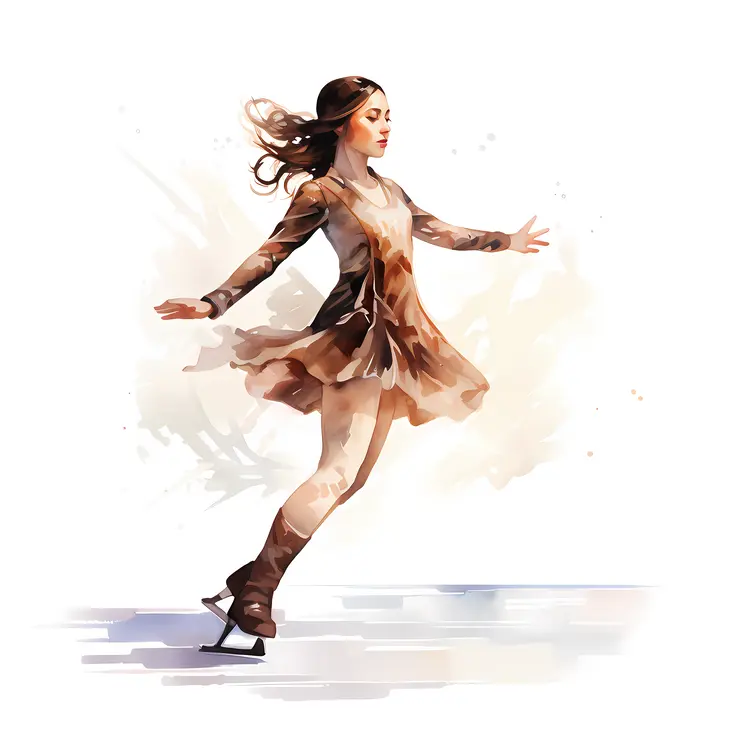 Ice Skater in Brown Dress