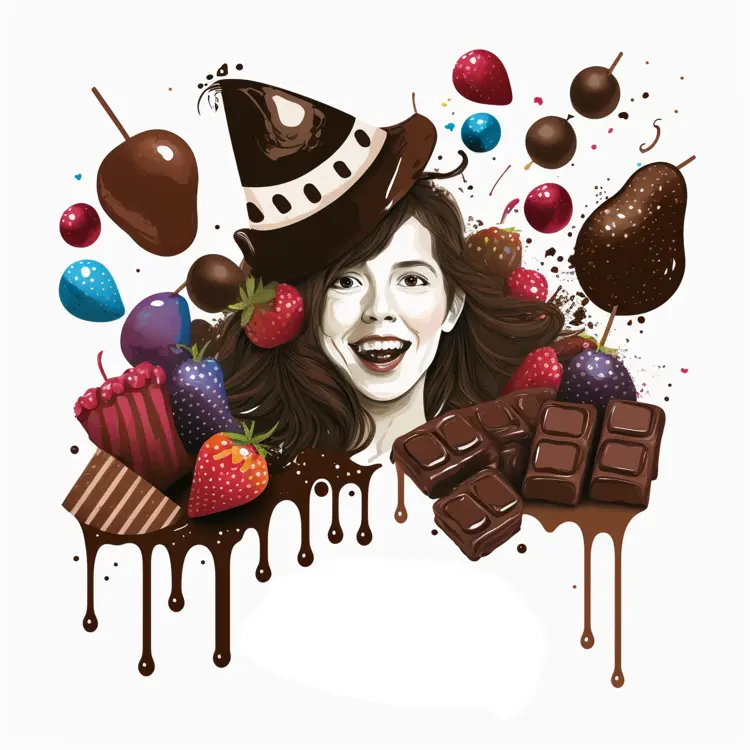 Woman with Chocolate and Berries for Halloween Celebration