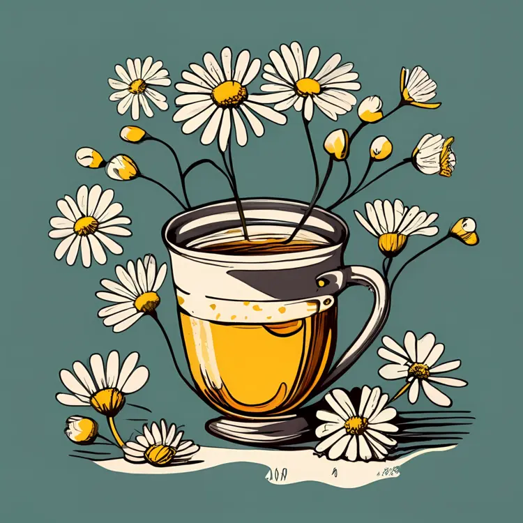Cup of Chamomile Tea with Flowers