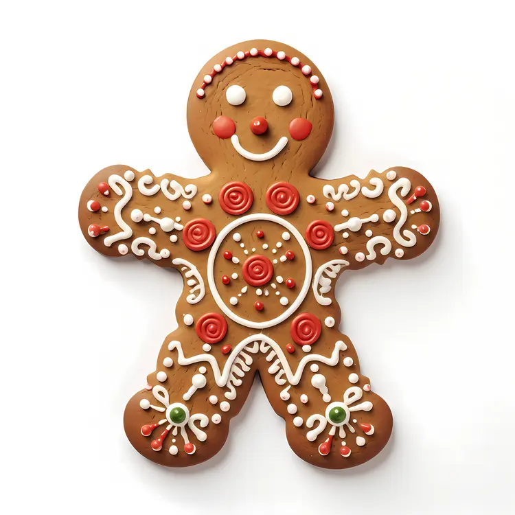 Decorative Gingerbread Man Cookie with Intricate Icing