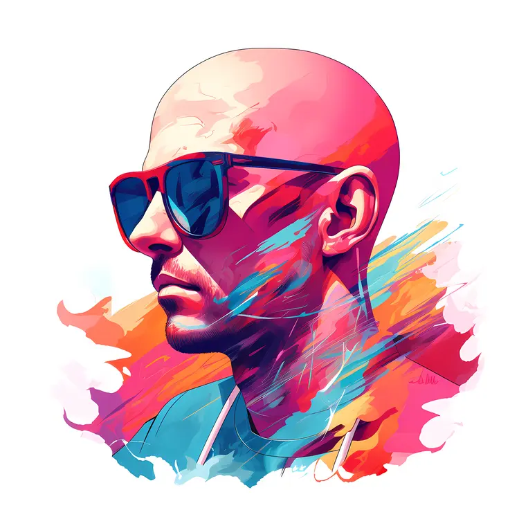 Colorful Portrait of a Man with Sunglasses