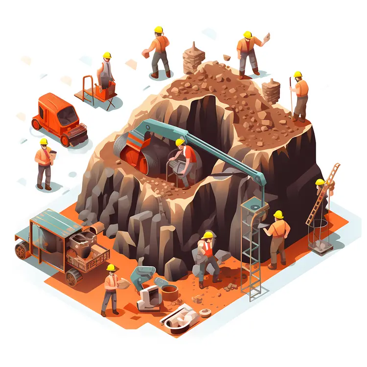 Busy Construction Site with Workers and Equipment