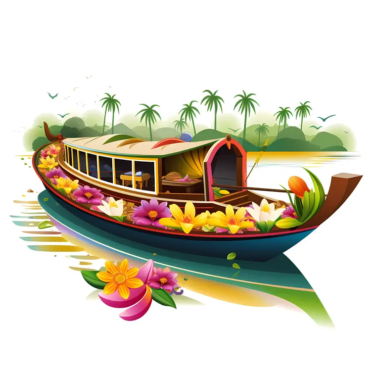 Beautiful Flower Boat in a Tropical Setting