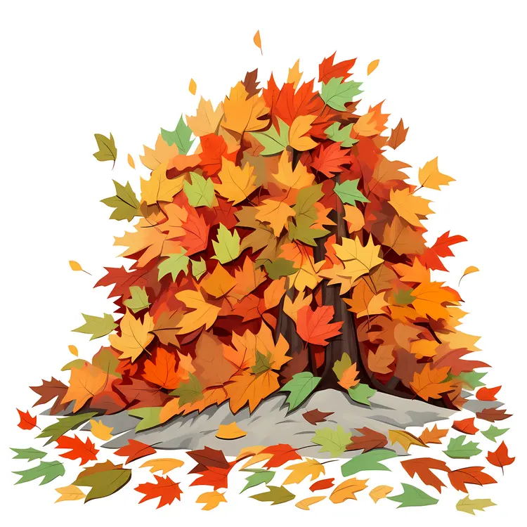 Colorful Autumn Leaves Pile