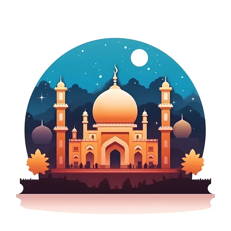 Nighttime Mosque with Stars