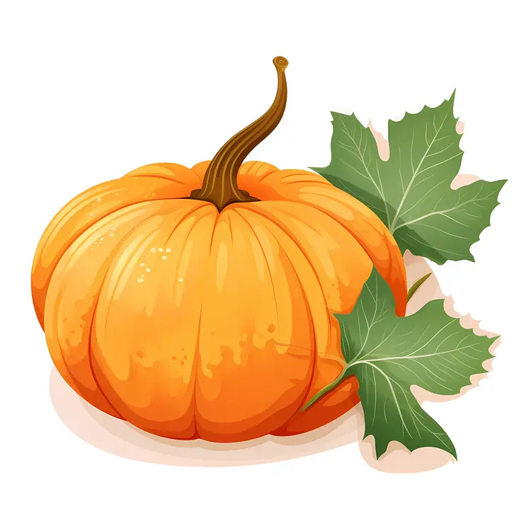 Orange Pumpkin with Leaves