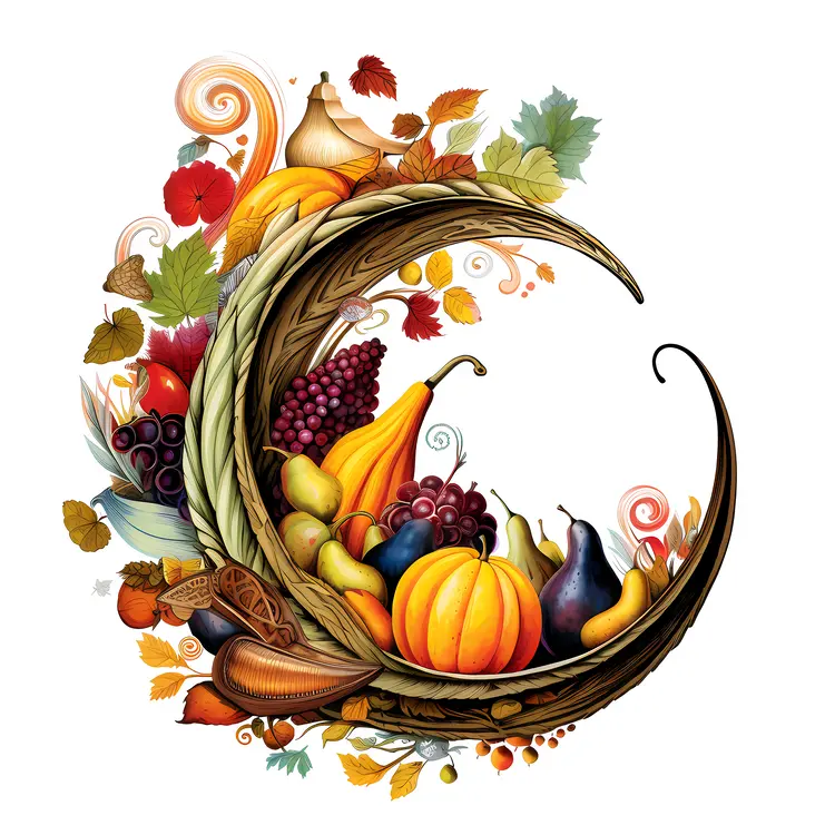 Colorful Cornucopia Illustration