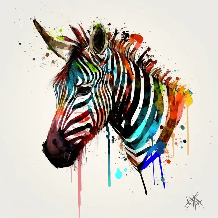 Colorful Watercolor Zebra Art