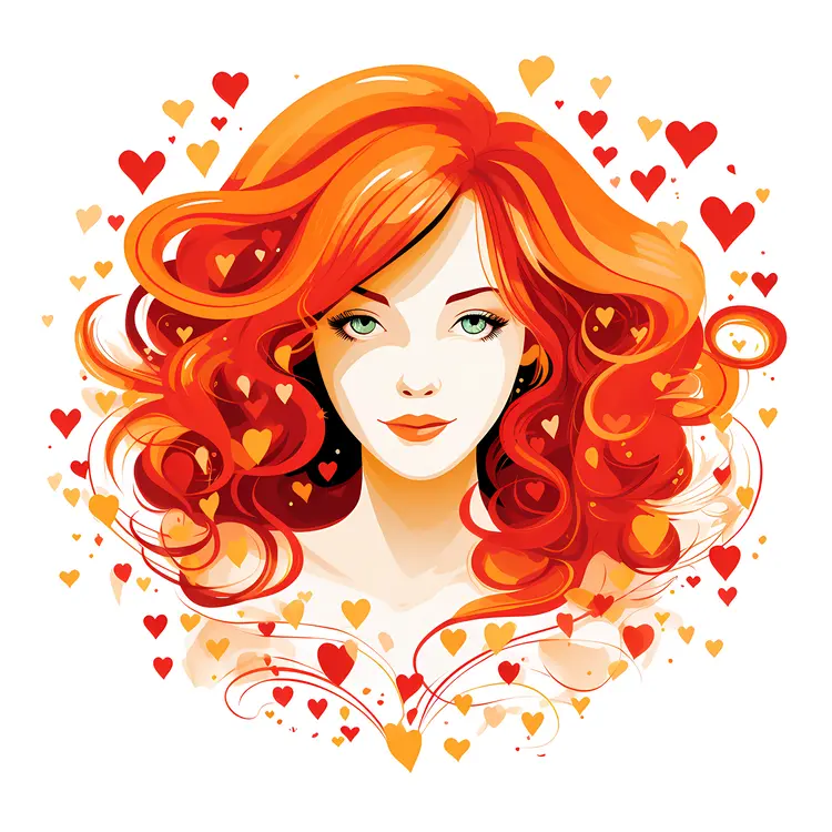 Red-haired girl with curly hair and green eyes