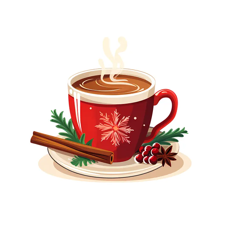 Red Cup with Snowflake and Cinnamon Stick