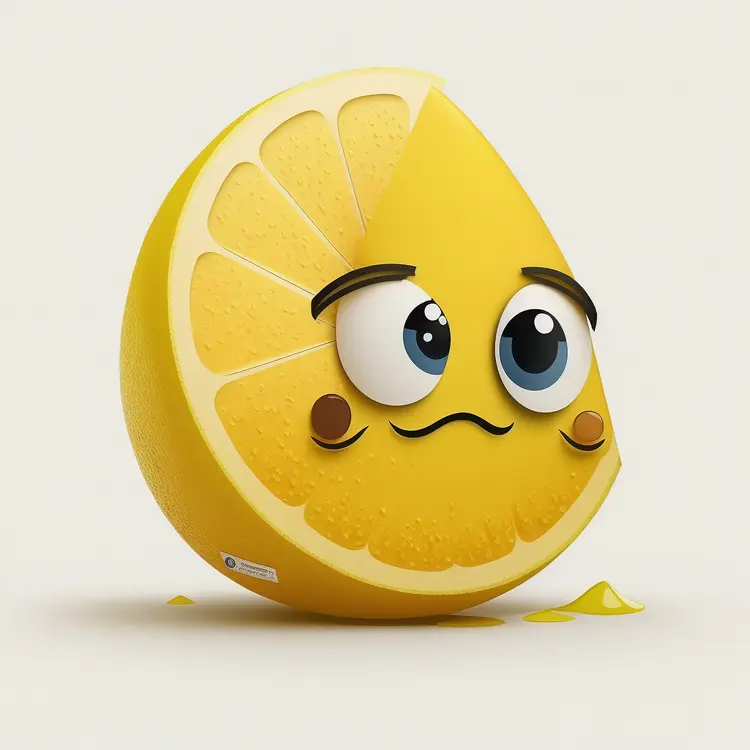 Cute Cartoon Lemon Slice with Big Eyes