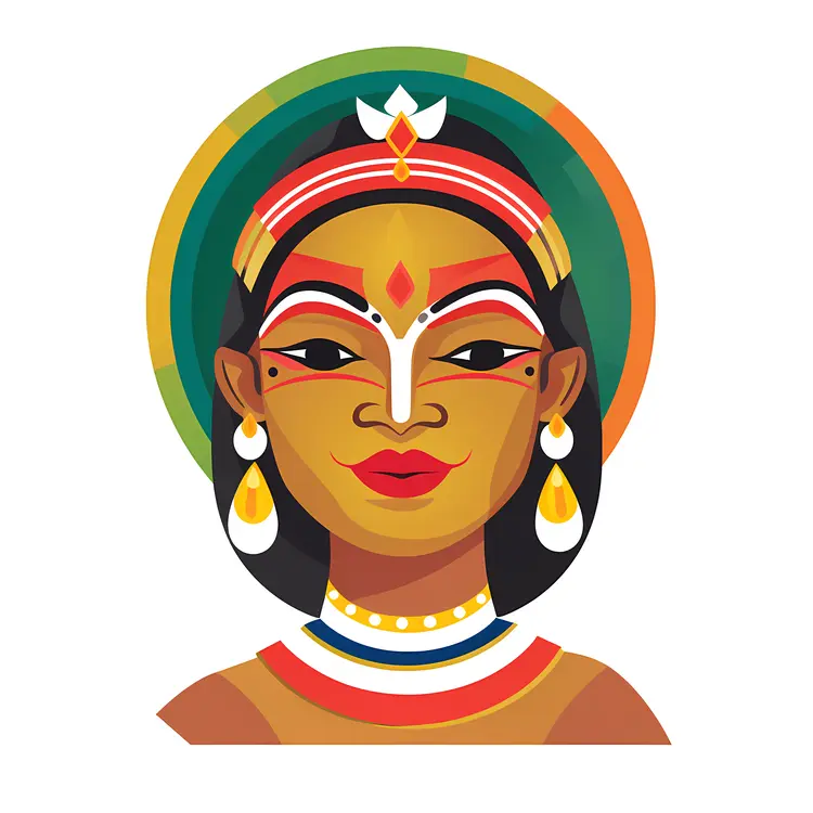 Traditional Woman Illustration with Jewelry and Headpiece