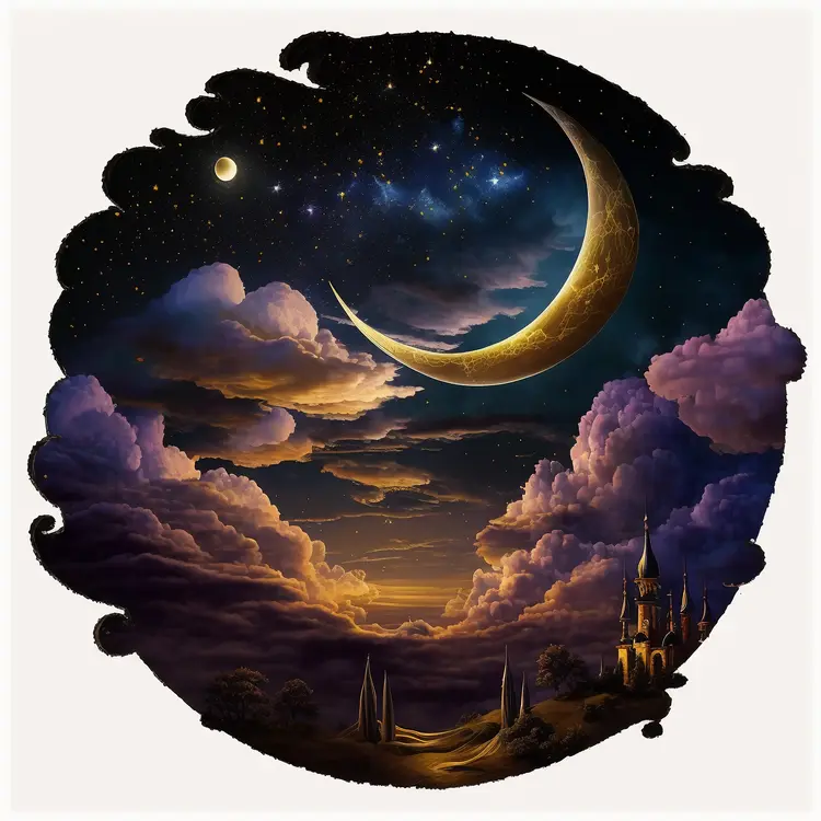 Dreamy Crescent Moon in a Night Sky