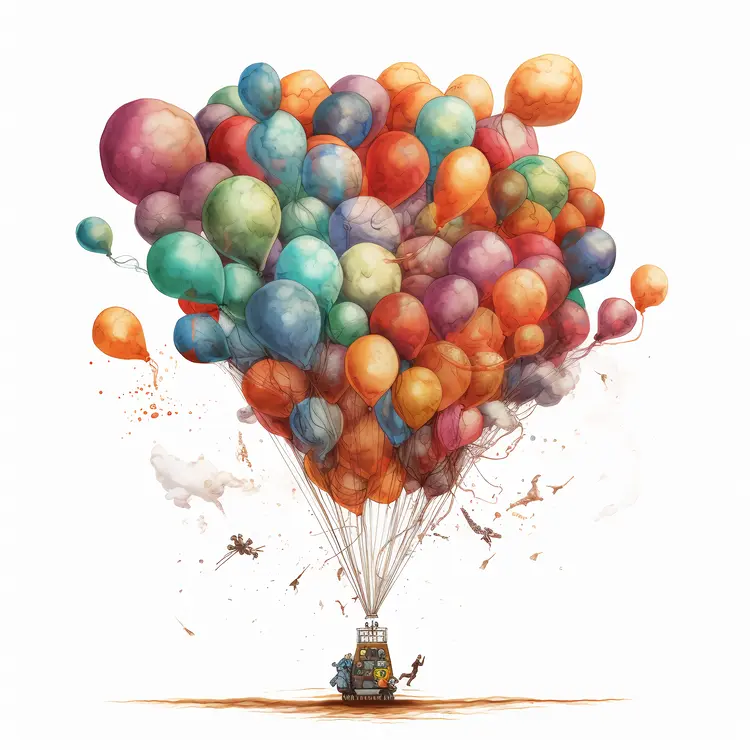 Colorful Balloons Floating in the Sky
