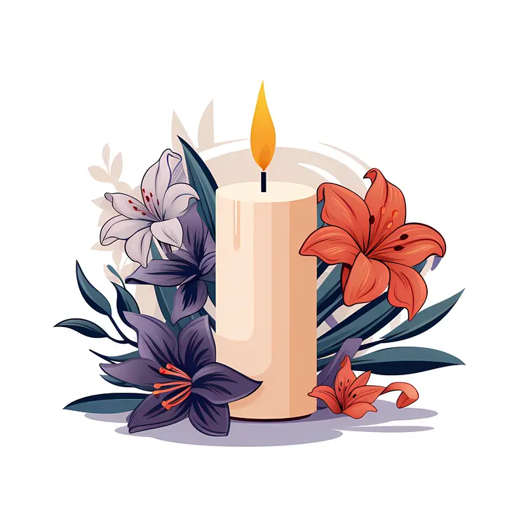 Elegant Candle with Lilies