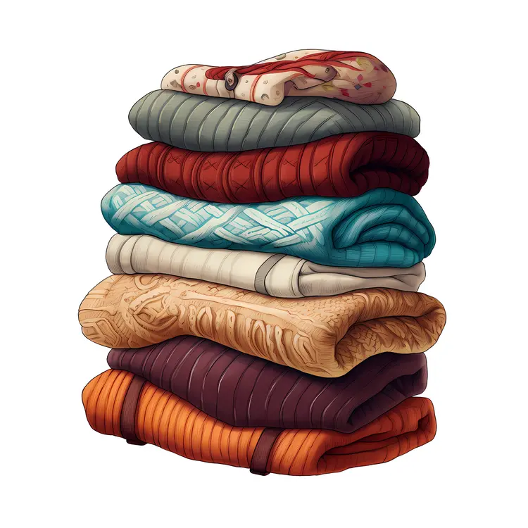 Colorful Stack of Folded Sweaters