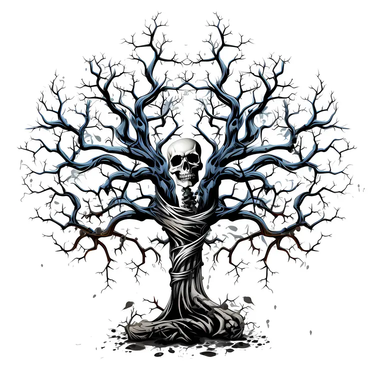 Haunted Tree with Skull