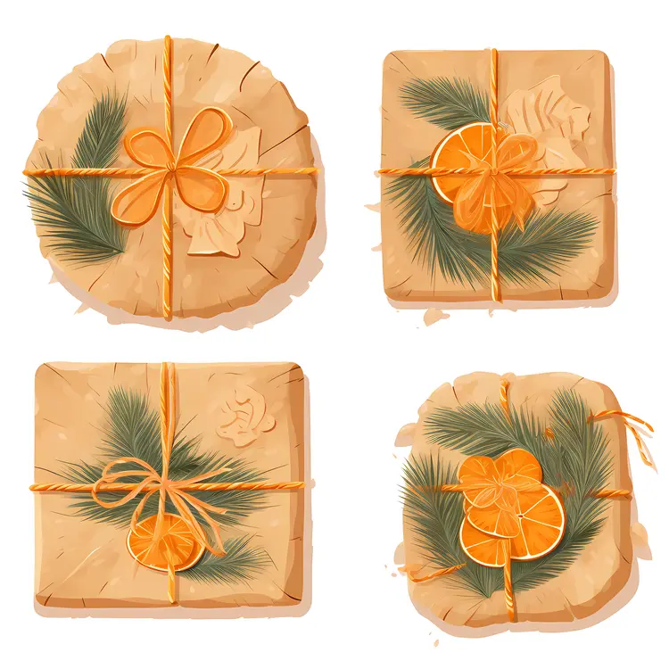 Beautifully Wrapped Gifts with Natural Decorations