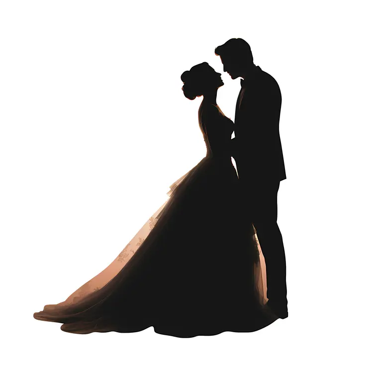 Elegant Wedding Couple Silhouette