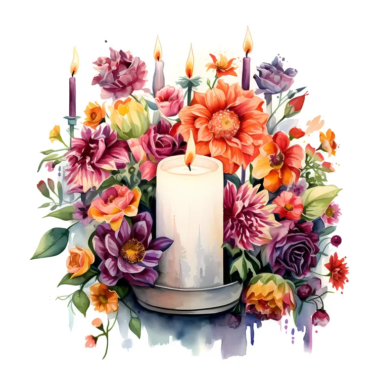 Beautiful Candle and Floral Arrangement