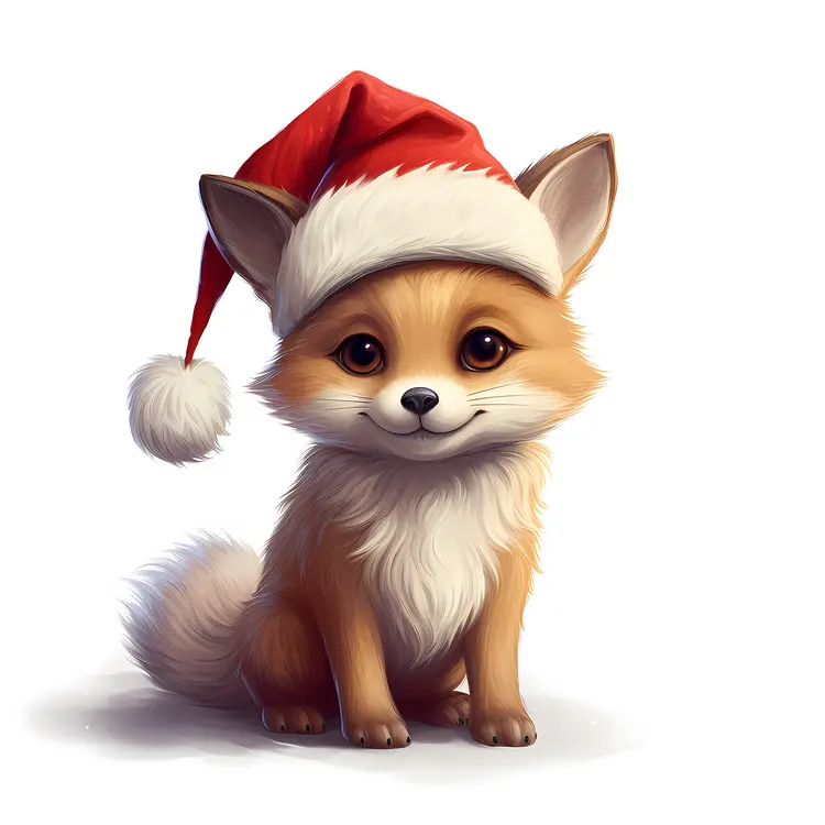 Cute Fox in Santa Hat