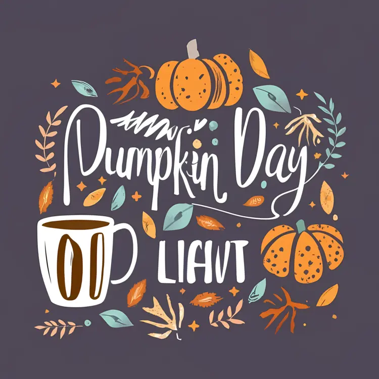 Pumpkin Day with Coffee and Leaves