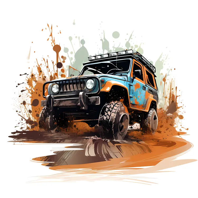 Muddy Jeep in Off-Road Adventure