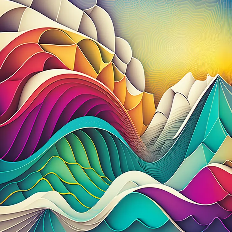 Colorful Abstract Waves in a Mountain Landscape