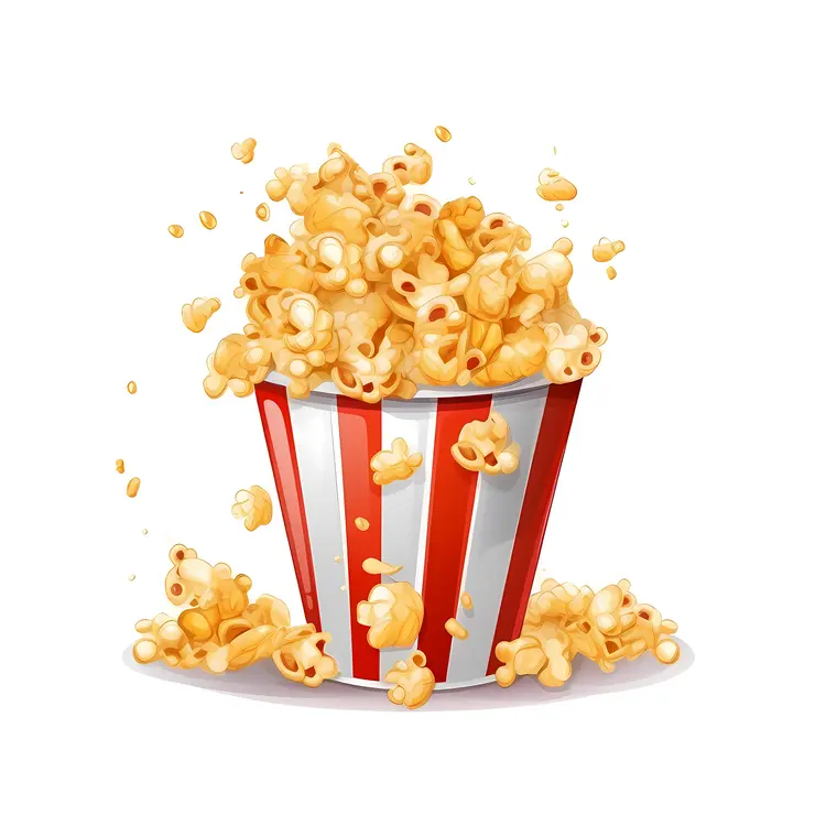 Delicious Popcorn in Red and White Striped Bucket