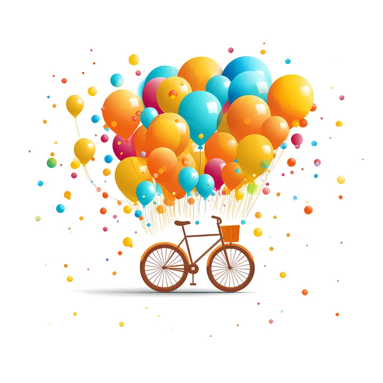 Bicycle with Colorful Balloons