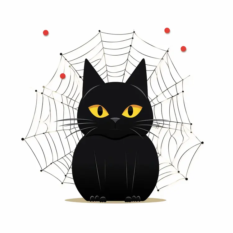 Black Cat with Spider Web for Halloween