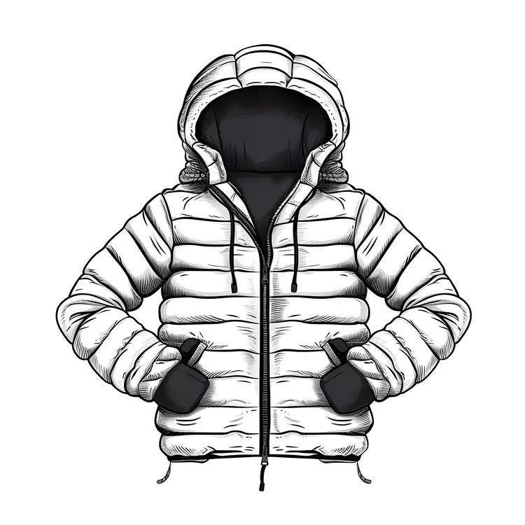 White Puffer Jacket with Black Accents