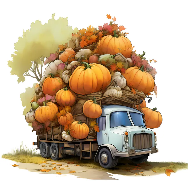 Truck with Pumpkins for Thanksgiving Harvest