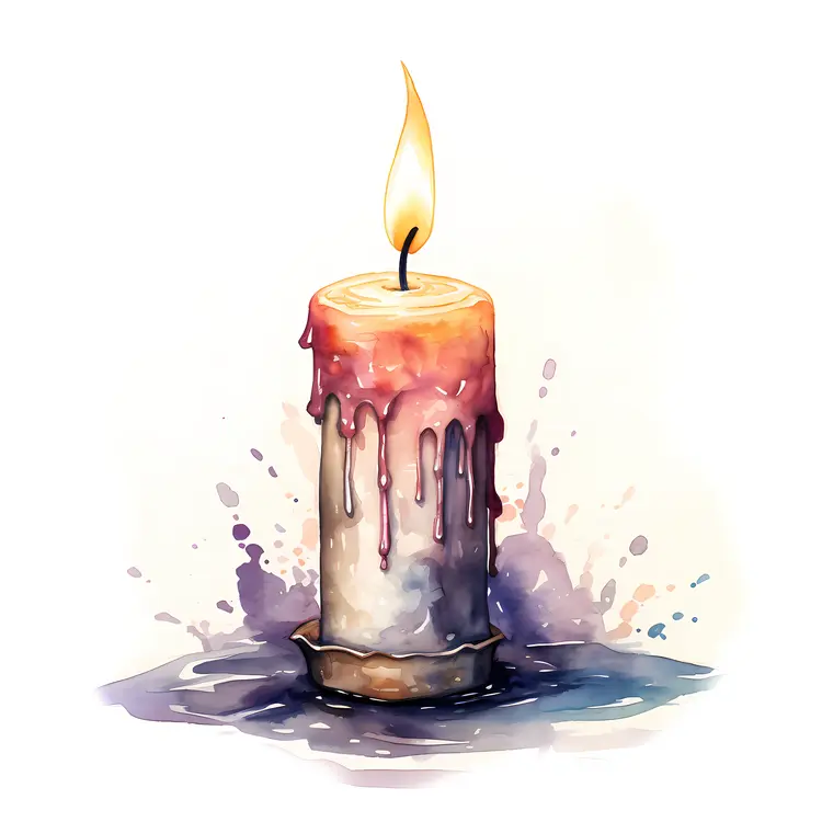 Colorful Candle with Dripping Wax