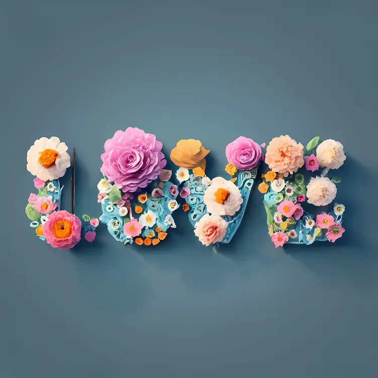 Colorful Floral Love Word Art