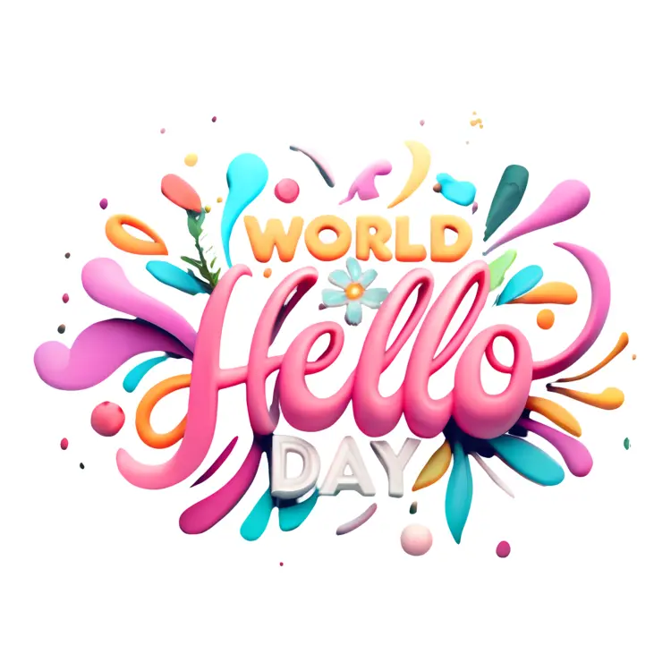 World Hello Day Text with Colorful Splash
