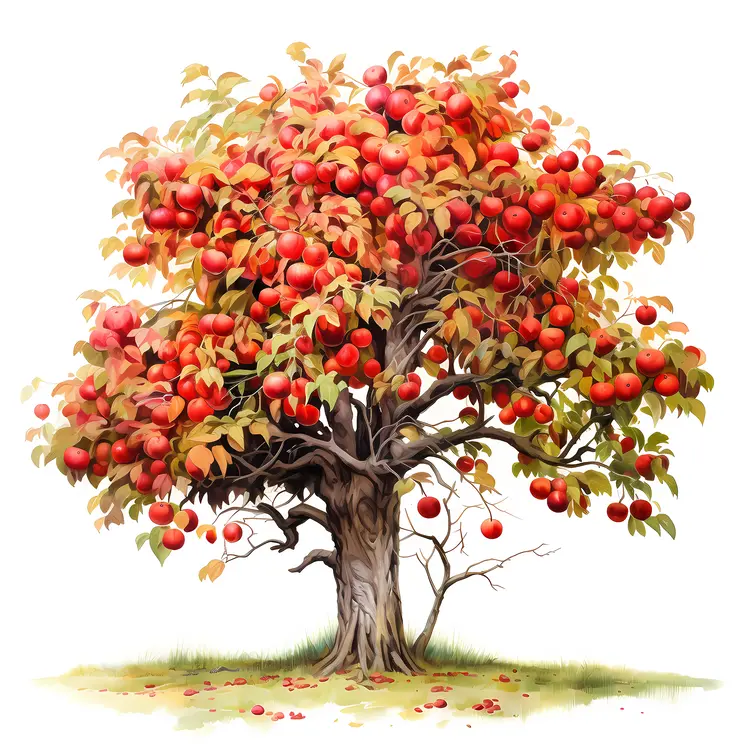 Apple Tree with Ripe Red Apples