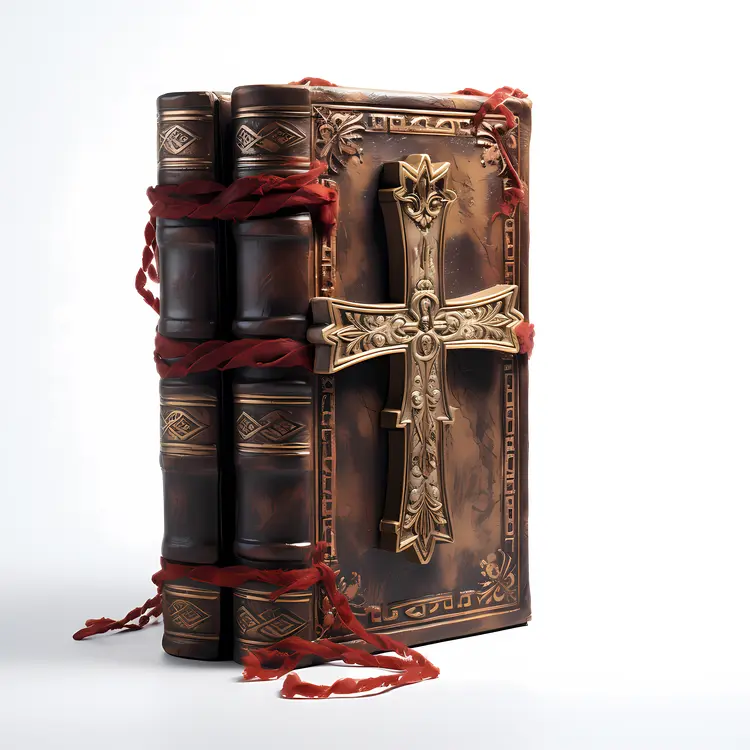 Stacked Bibles with Cross