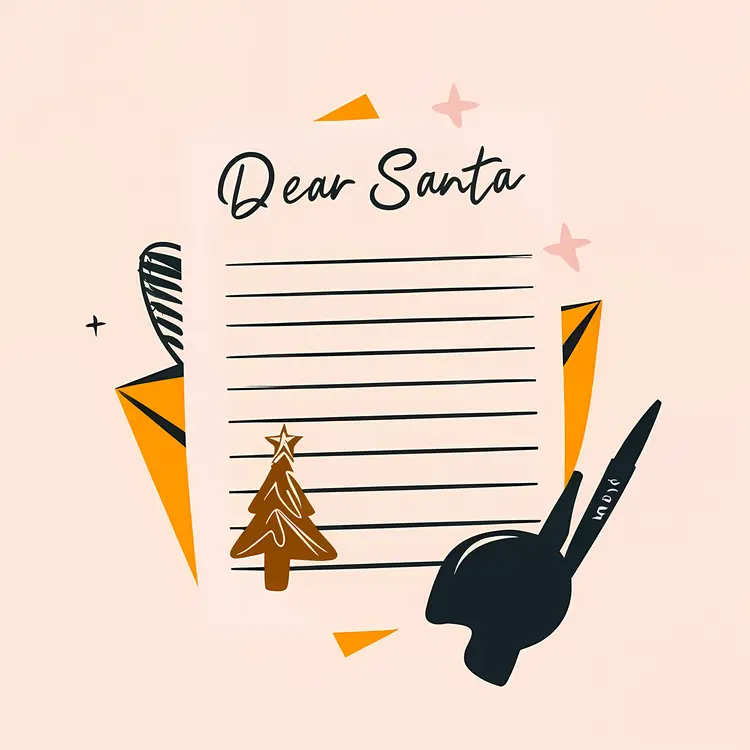 Dear Santa Letter with Pen and Christmas Tree Decoration
