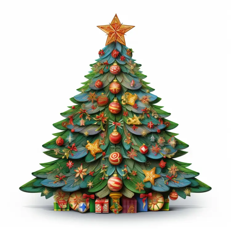 Christmas Tree with Star and Presents