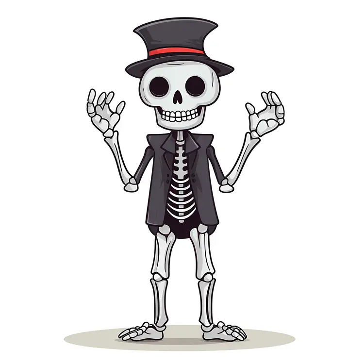 Cartoon Skeleton with Top Hat