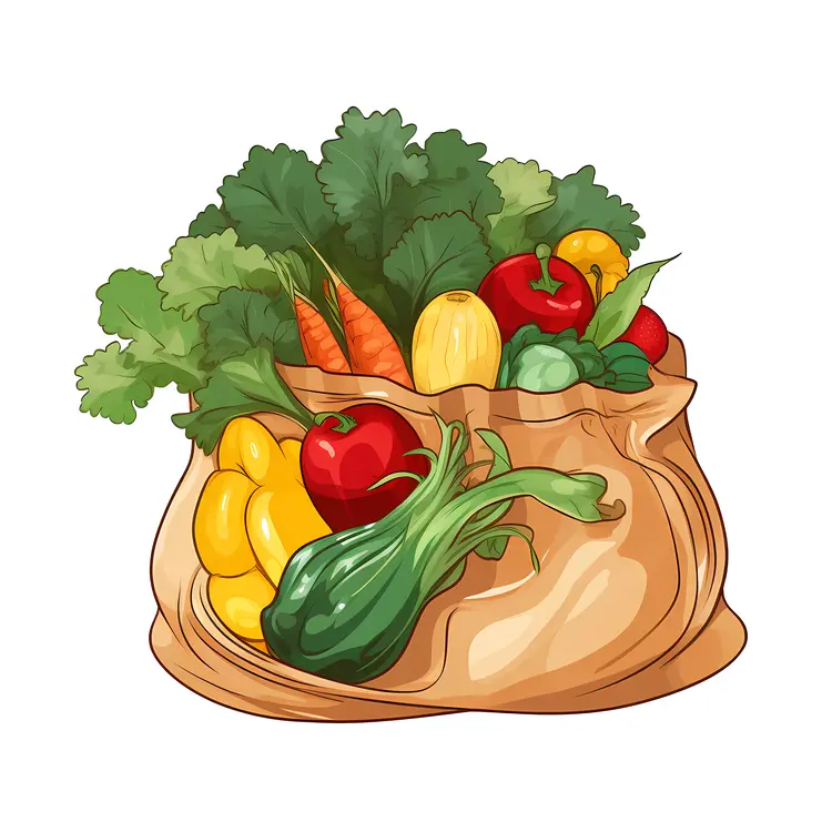 Variety of Fresh Vegetables in a Brown Bag